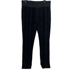 INC Womens Skinny Leg Leggings Regular Fit Black Flock Stretch Size 12